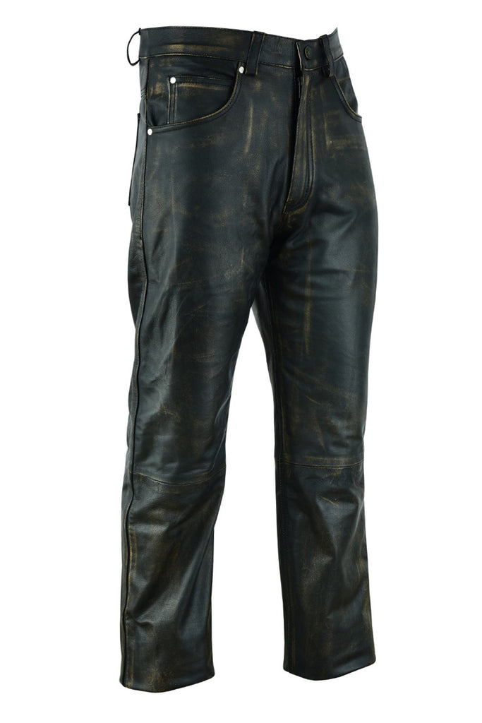 Men's Autumn Winter Punk Slim Casual Long Trousers Retro Leather Motorcycle  Street Pants Windproof Warm Cowhide Pencil Pant Male - AliExpress